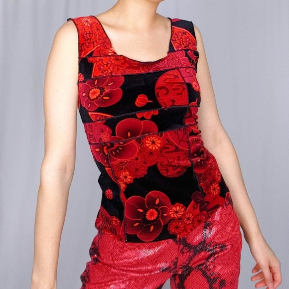 Moa Moa Tops - SOLD Y2k velvet patchwork top